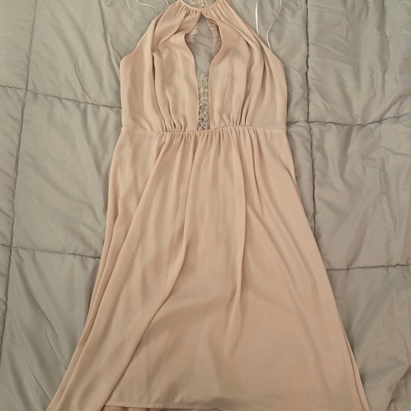 Light pink lace back partial zip hi neck H&M dress - Picture 1 of 5